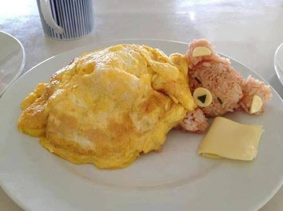 comida divertida ursinho omelete